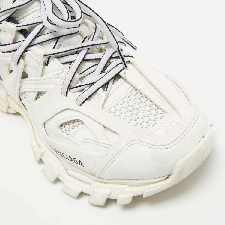 Pre Owned Balenciaga Track Size 40 White Faux Leather and Mesh Low Top Sneakers