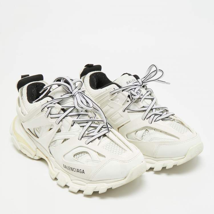 Pre Owned Balenciaga Track Size 40 White Faux Leather and Mesh Low Top Sneakers