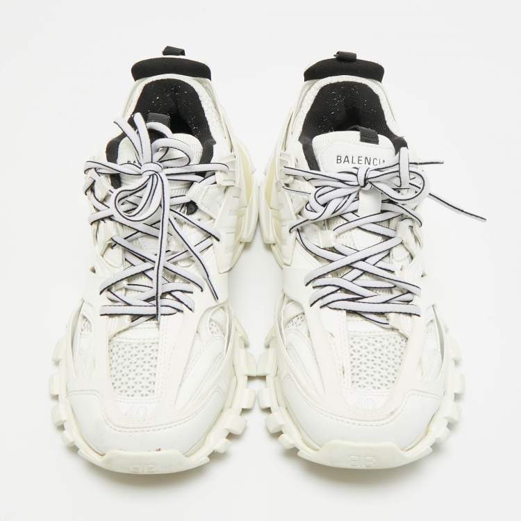 Pre Owned Balenciaga Track Size 40 White Faux Leather and Mesh Low Top Sneakers