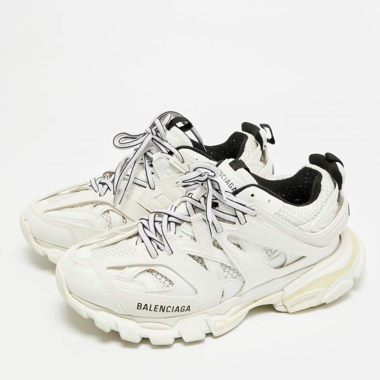Pre Owned Balenciaga Track Size 40 White Faux Leather and Mesh Low Top Sneakers