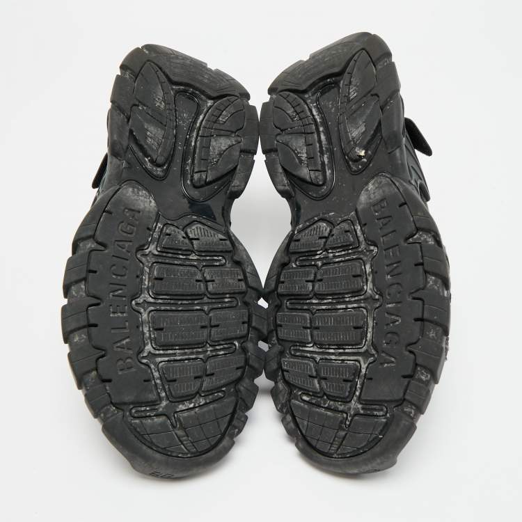 Pre Owned Balenciaga Track Size 42 Black Faux Leather Slingback Sandals