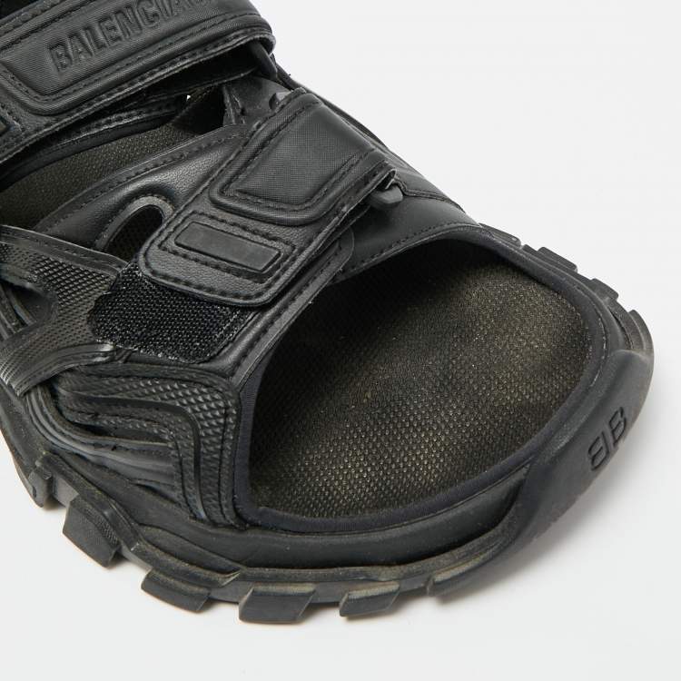 Pre Owned Balenciaga Track Size 42 Black Faux Leather Slingback Sandals