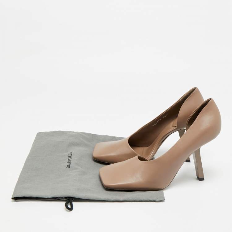 Pre Owned Balenciaga Void Size 38.5 Brown Leather D'orsay Pumps