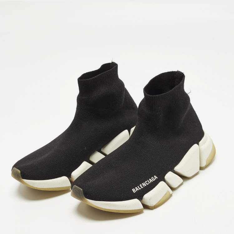 مملوكة مسبقًا Balenciaga Speed Size 39 Black Knit Fabric Slip On Sneakers