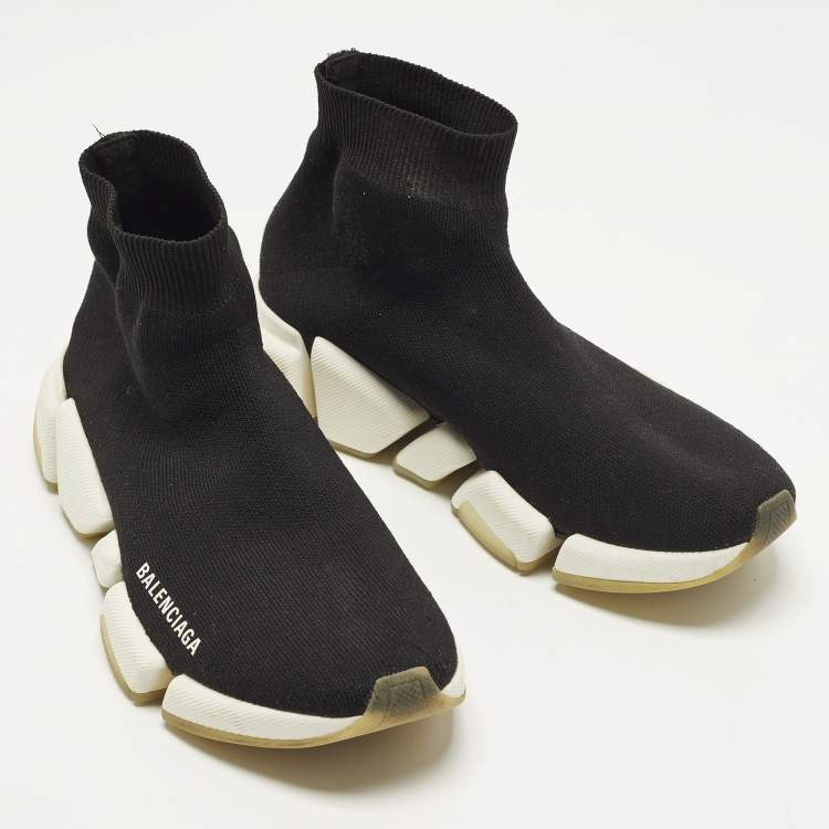مملوكة مسبقًا Balenciaga Speed Size 39 Black Knit Fabric Slip On Sneakers