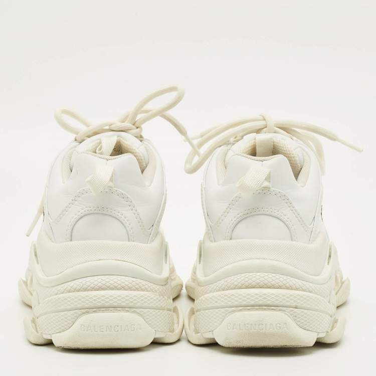 Pre Owned Balenciaga Triple S Size 37 White Leather Lace Up Sneakers