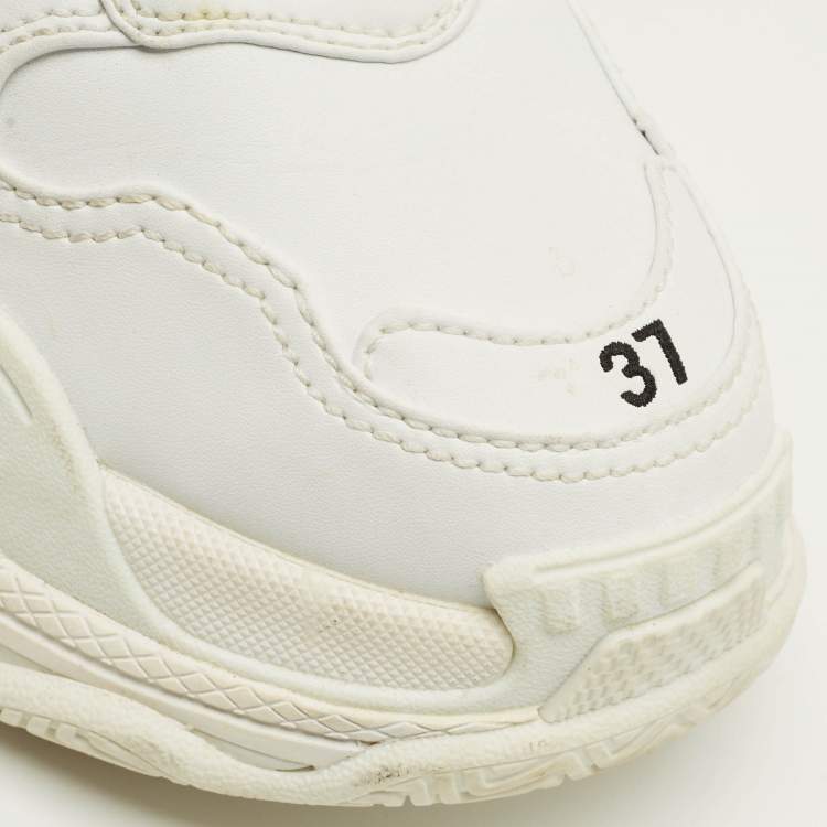 Pre Owned Balenciaga Triple S Size 37 White Leather Lace Up Sneakers