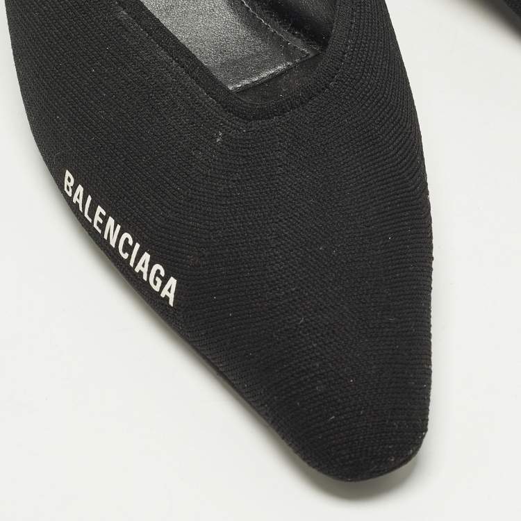 Pre Owned Balenciaga Knife Size 39 Black Knit Fabric Mules