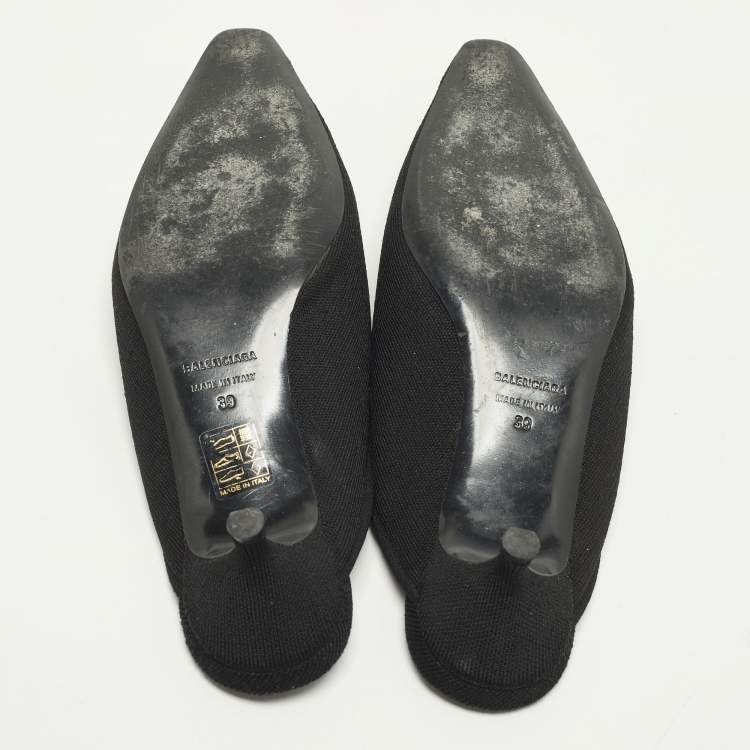 Pre Owned Balenciaga Knife Size 39 Black Knit Fabric Mules