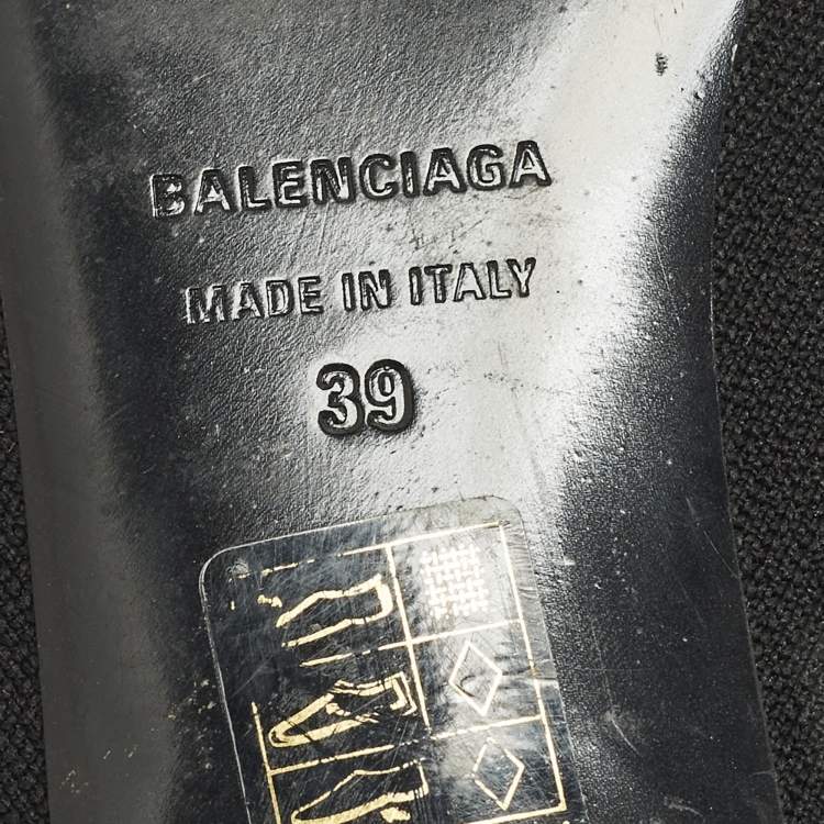 Pre Owned Balenciaga Knife Size 39 Black Knit Fabric Mules