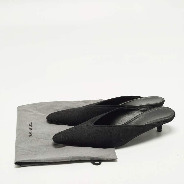 Pre Owned Balenciaga Knife Size 39 Black Knit Fabric Mules
