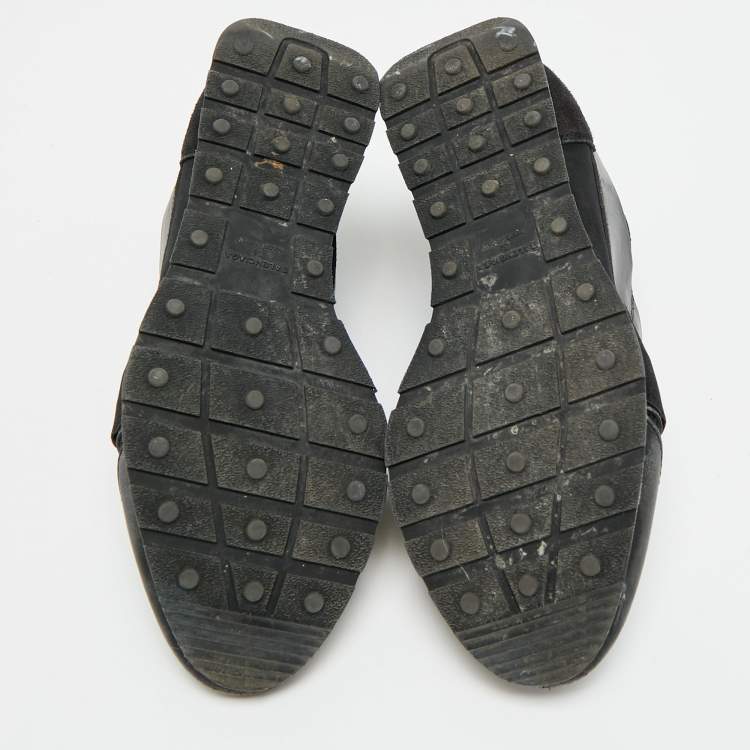 Pre Owned Balenciaga Race Runner Size 36 Black Mesh and Suede Low Top Sneakers