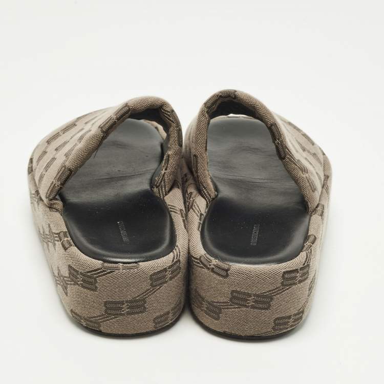 Pre Owned Balenciaga Rise Size 39 Brown Canvas Platform Sandals