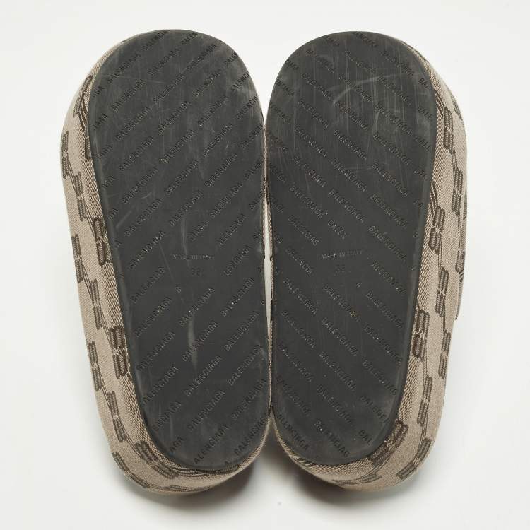 Pre Owned Balenciaga Rise Size 39 Brown Canvas Platform Sandals