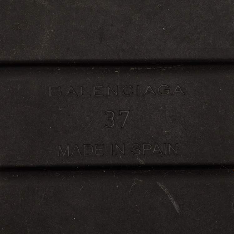 Pre Owned Balenciaga Size 37 Black Leather and Stretch Band Platform Espadrille Sandals