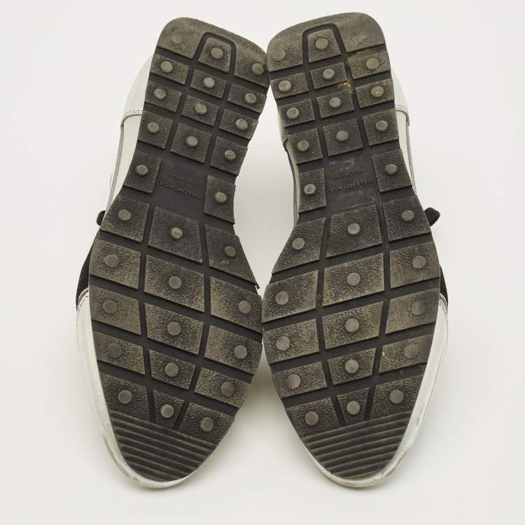 Pre Owned Balenciaga Race Runner Size 39 Silver/Grey Leather and Mesh Low Top Sneakers