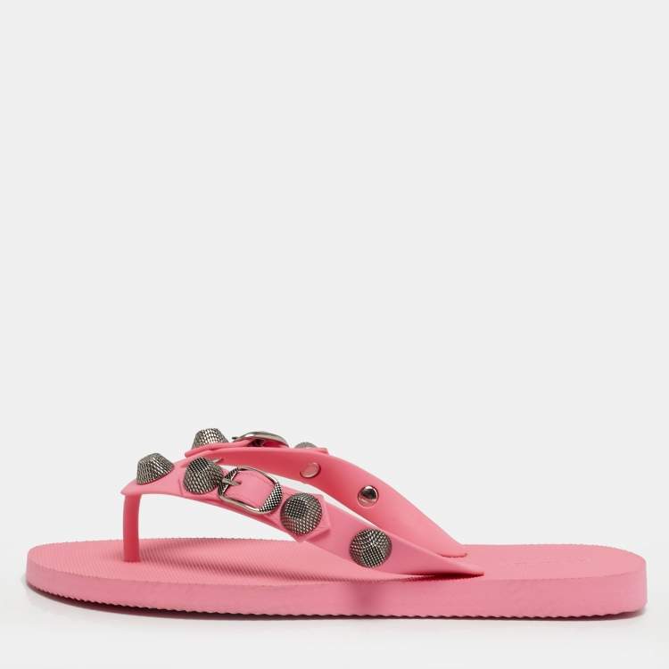 Pre Owned Balenciaga Le Cagole Size 40 Pink Rubber Thong Sandals