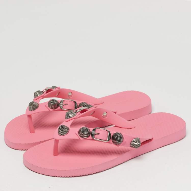 Pre Owned Balenciaga Le Cagole Size 40 Pink Rubber Thong Sandals