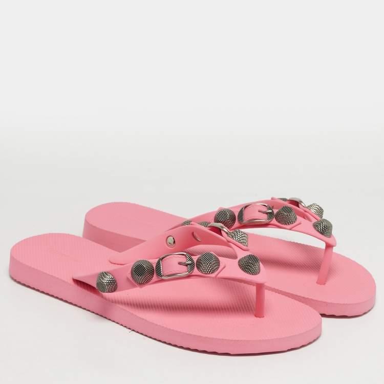 Pre Owned Balenciaga Le Cagole Size 40 Pink Rubber Thong Sandals