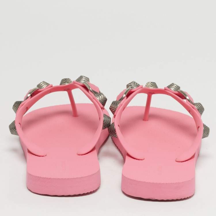 Pre Owned Balenciaga Le Cagole Size 40 Pink Rubber Thong Sandals