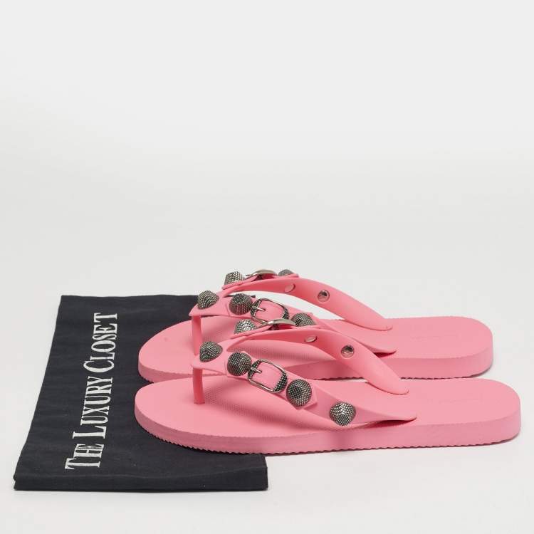 Pre Owned Balenciaga Le Cagole Size 40 Pink Rubber Thong Sandals