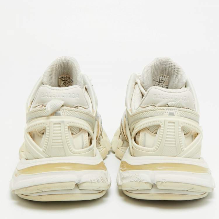 Pre Owned Balenciaga Track Size 38 Grey Faux Leather and Mesh Low Top Sneakers