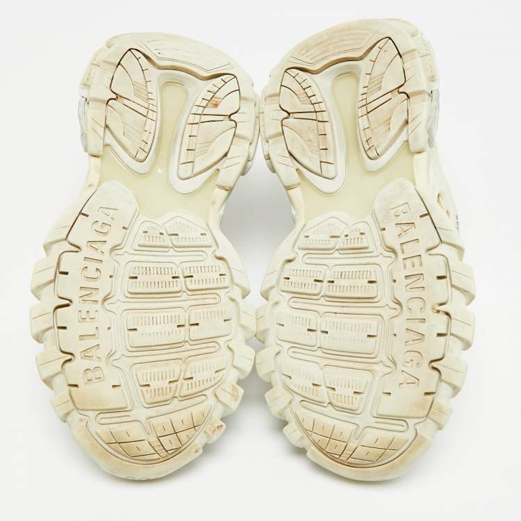 Pre Owned Balenciaga Track Size 38 Grey Faux Leather and Mesh Low Top Sneakers