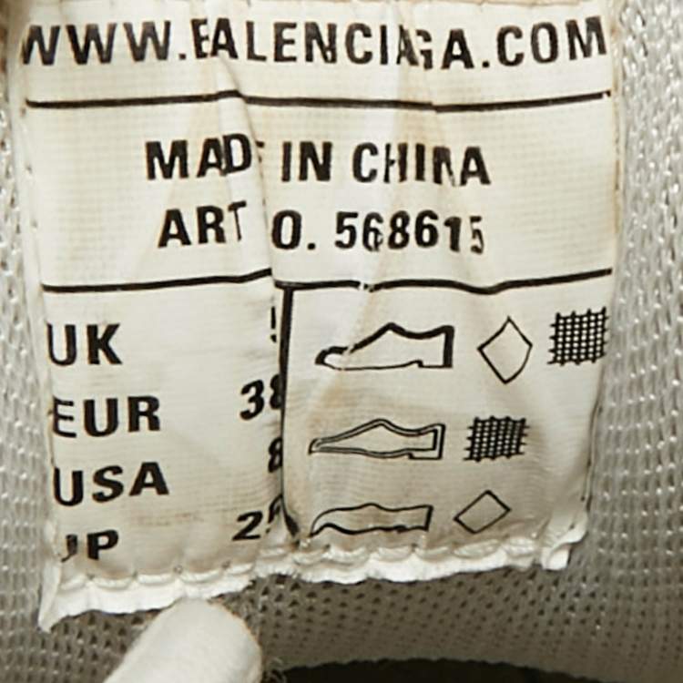 Pre Owned Balenciaga Track Size 38 Grey Faux Leather and Mesh Low Top Sneakers