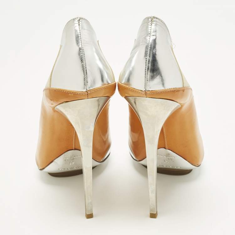 Pre Owned Balenciaga Size 41Tricolor Faux Leather and Patent Leather Pointed Toe Platform Pumps