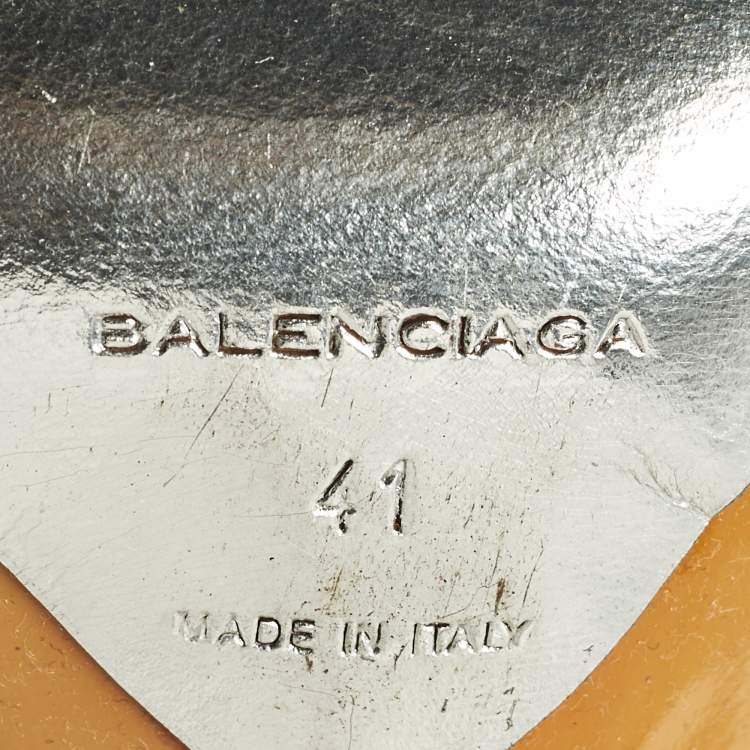 Pre Owned Balenciaga Size 41Tricolor Faux Leather and Patent Leather Pointed Toe Platform Pumps