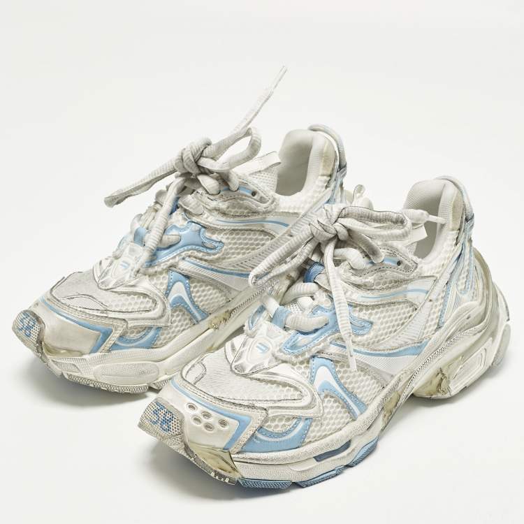Pre Owned Balenciaga Runner 2.0 Size 38 Multicolor Faux Leather and Mesh Low Top Sneakers