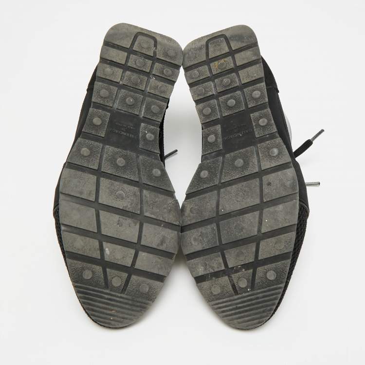 Pre Owned Balenciaga Race Runner Size 38 Black Mesh and Suede Low Top Sneakers