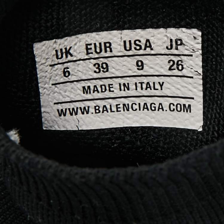 Pre Owned Balenciaga Speed Trainer Size 39 Black Knit Fabric High Top Sneakers