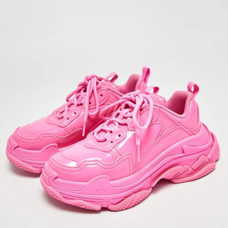 Pre Owned Balenciaga Triple S Monoblock Size 37 Pink Rubber Low Top Sneakers