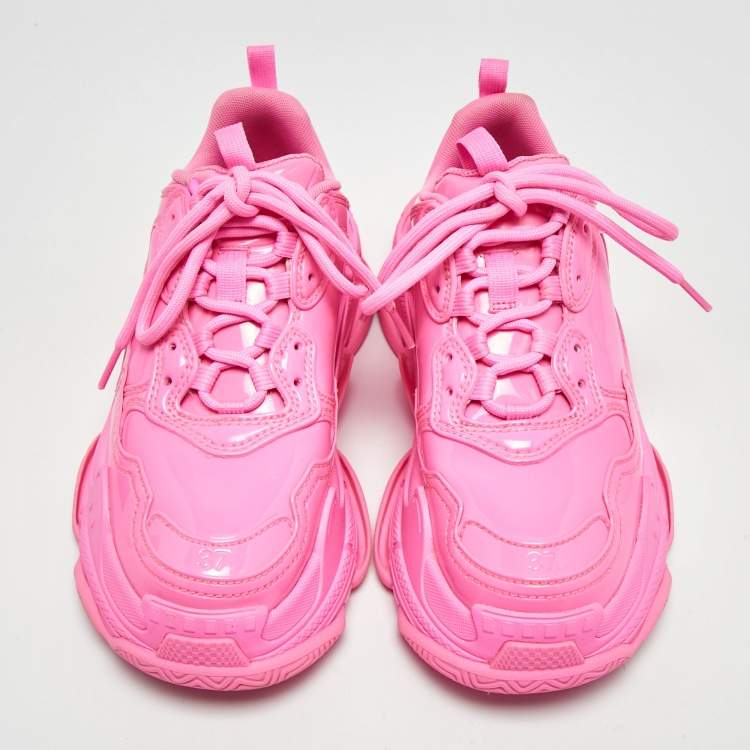 Pre Owned Balenciaga Triple S Monoblock Size 37 Pink Rubber Low Top Sneakers