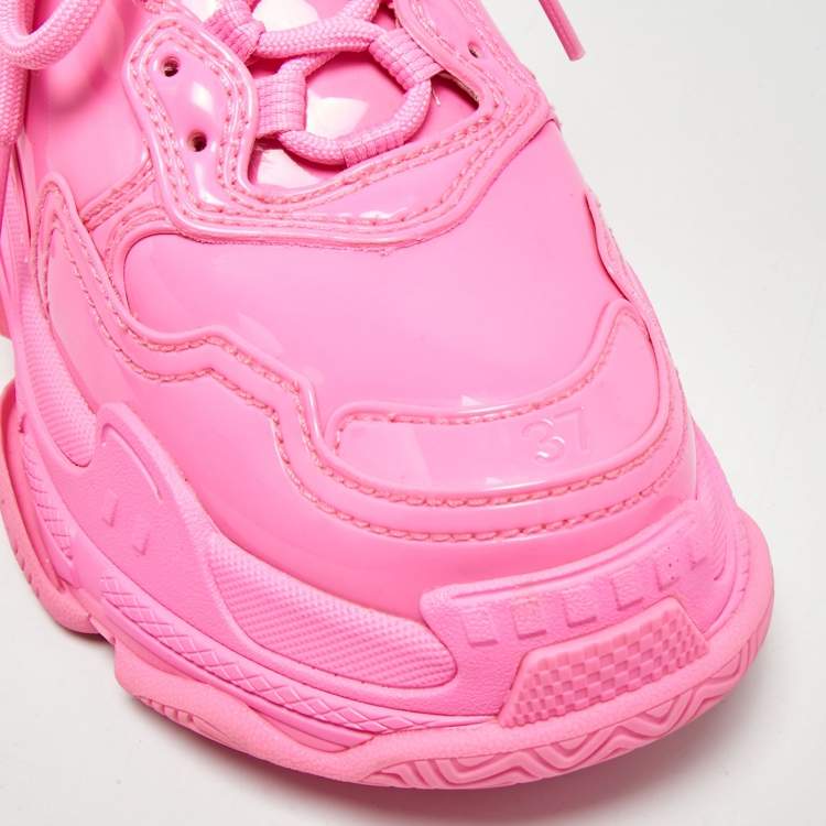 Pre Owned Balenciaga Triple S Monoblock Size 37 Pink Rubber Low Top Sneakers