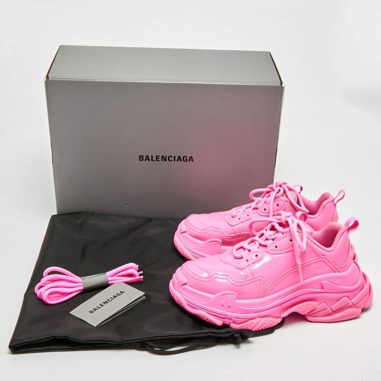 Pre Owned Balenciaga Triple S Monoblock Size 37 Pink Rubber Low Top Sneakers