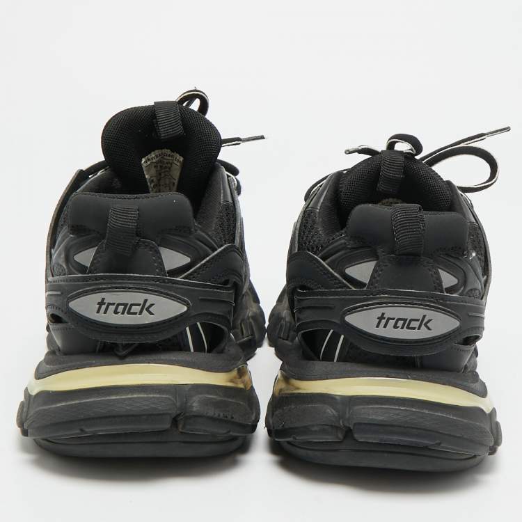 Pre Owned Balenciaga Track Size 38 Black Faux Leather and Mesh Low Top Sneakers