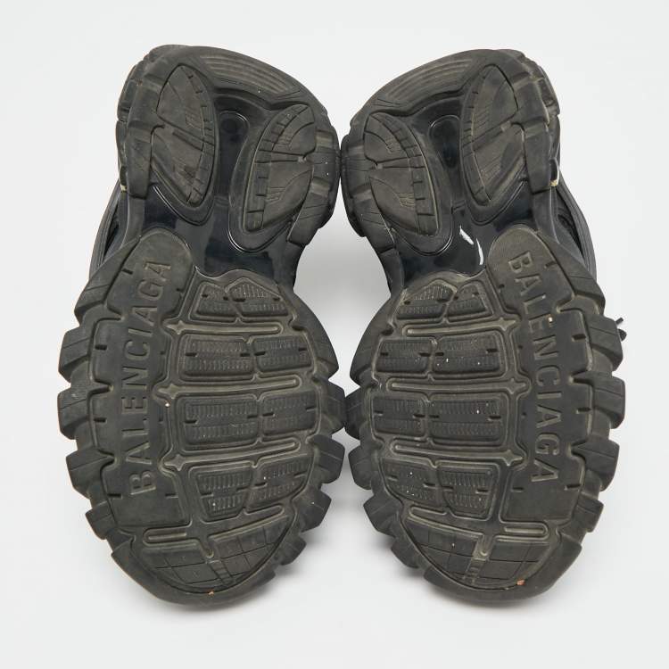 Pre Owned Balenciaga Track Size 38 Black Faux Leather and Mesh Low Top Sneakers