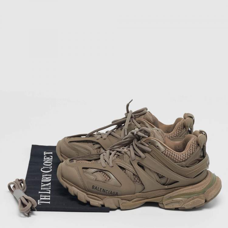Pre Owned Balenciaga Track Size 39 Brown Leather and Mesh Low Top Sneakers