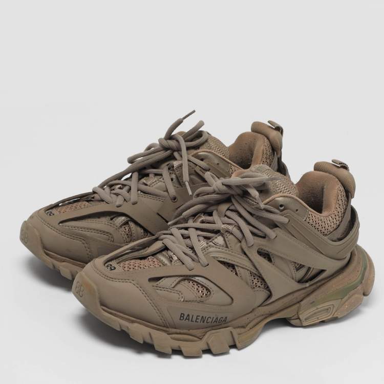 Pre Owned Balenciaga Track Size 39 Brown Leather and Mesh Low Top Sneakers