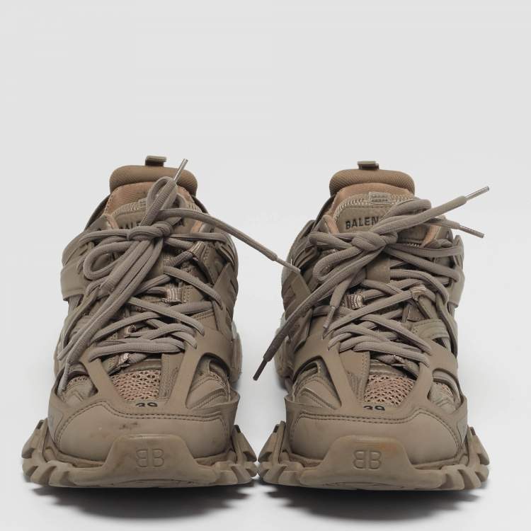 Pre Owned Balenciaga Track Size 39 Brown Leather and Mesh Low Top Sneakers