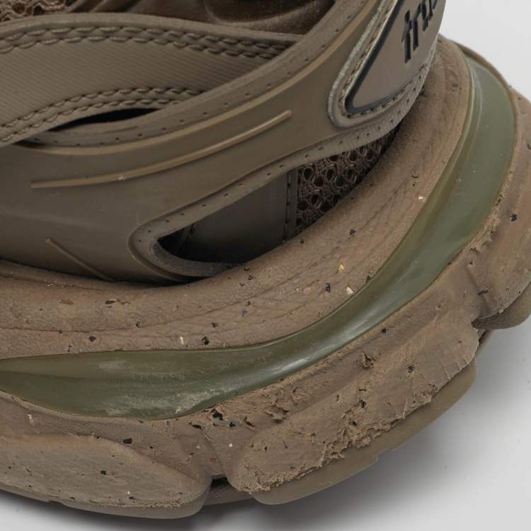 Pre Owned Balenciaga Track Size 39 Brown Leather and Mesh Low Top Sneakers