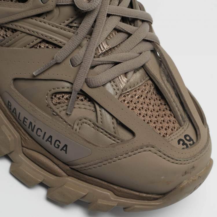 Pre Owned Balenciaga Track Size 39 Brown Leather and Mesh Low Top Sneakers