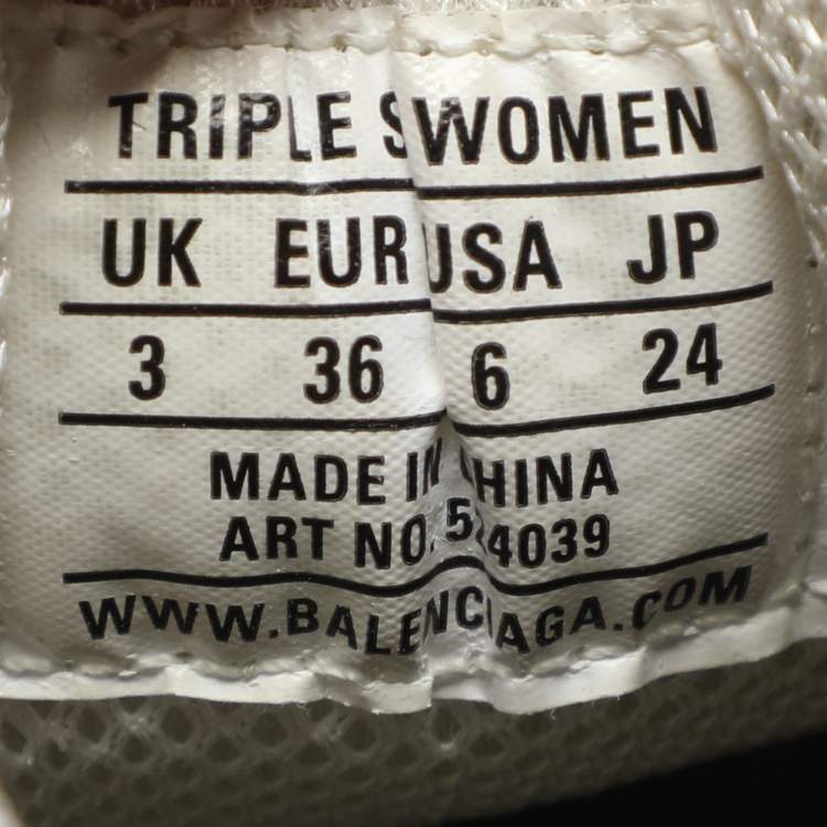 Pre Owned Balenciaga Triple S Size 36 Grey/Yellow Leather and Mesh Lace Up Sneakers