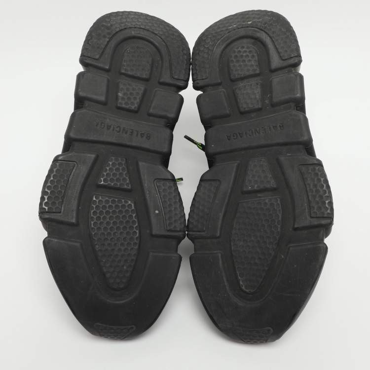 Pre Owned Balenciaga Triple S All Over Logo Size 37 Black Knit Fabric High Top Sneakers