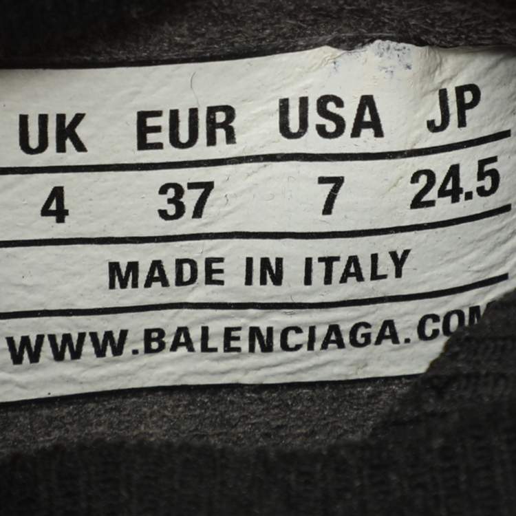 Pre Owned Balenciaga Triple S All Over Logo Size 37 Black Knit Fabric High Top Sneakers