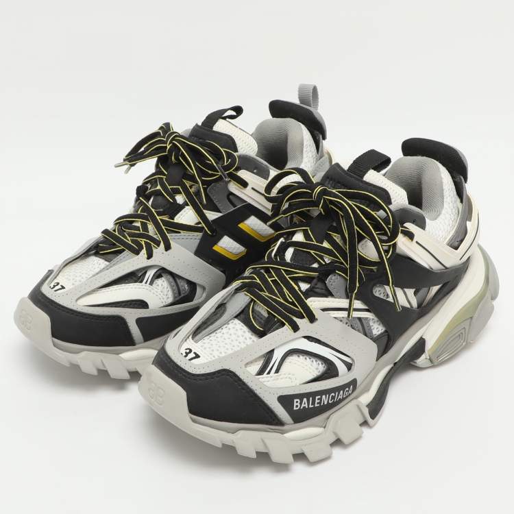 Pre Owned Balenciaga Track Size 37 Black/White Mesh and Synthetic Leather Low Top Sneakers