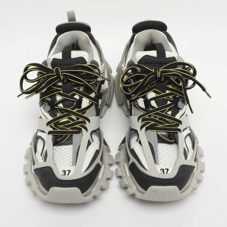 Pre Owned Balenciaga Track Size 37 Black/White Mesh and Synthetic Leather Low Top Sneakers