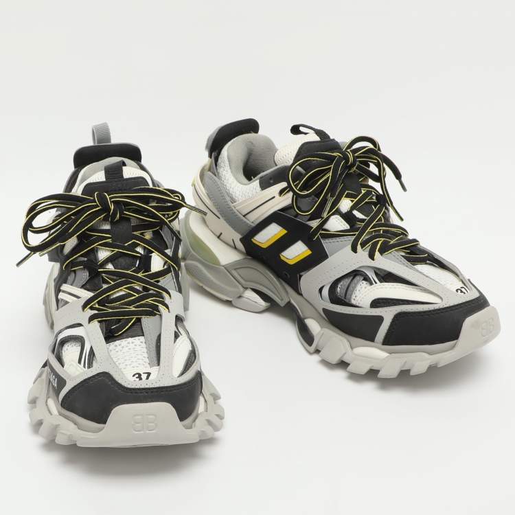 Pre Owned Balenciaga Track Size 37 Black/White Mesh and Synthetic Leather Low Top Sneakers